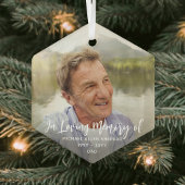 Elke tekst Memorial Simple White Script 1 Foto Glas Ornament