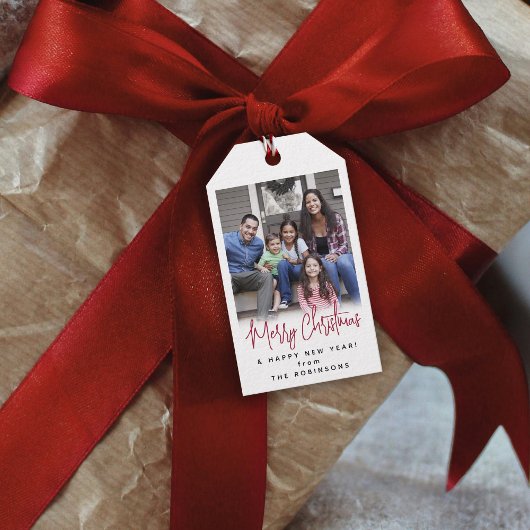 Elke tekst Modern eenvoudig script & foto feesteli Cadeaulabel