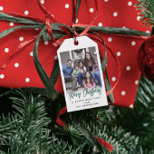 Elke tekst Modern geborsteld groen script & foto Cadeaulabel