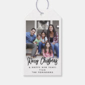 Elke tekst Modern geborsteld Script Foto Zwart-wit Cadeaulabel (Voorkant)