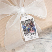 Elke tekst Modern geborsteld Script Foto Zwart-wit Cadeaulabel