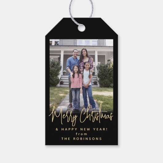 Elke Tekst Modern Script Eenvoudige foto Zwart en  Cadeaulabel (Voorkant)