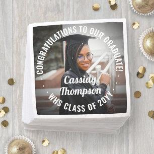 Elke tekst Moderne foto Eenvoudig elegant Afstuder Servet