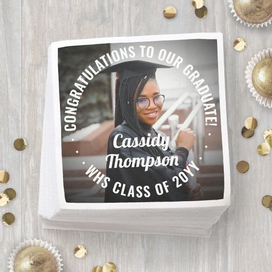 Elke tekst Moderne foto Eenvoudig elegant Afstuder Servet