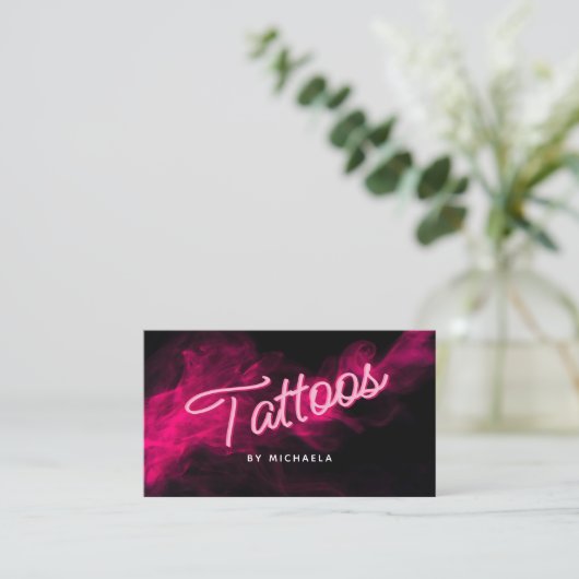 *ELKE TEKST* Moderne roze neon & rookbrouwerij B Visitekaartje (Staand voorkant)