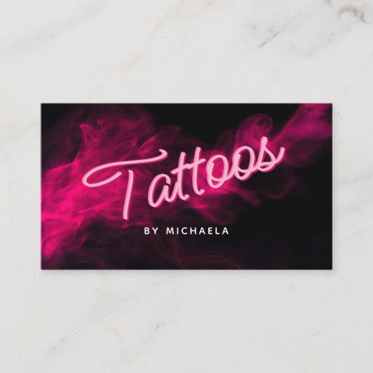 *ELKE TEKST* Moderne roze neon & rookbrouwerij B Visitekaartje (Voorkant)