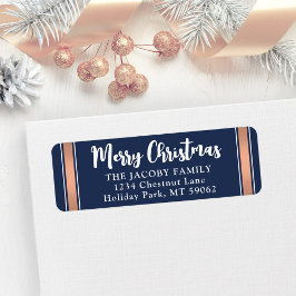 Elke tekst Navy & Roos Gold Christmas retour adres Etiket
