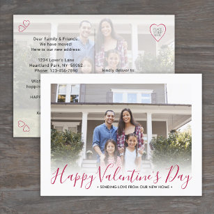 Elke tekst Nieuwe adres Valentijnsdag foto verplaa Aankondigingskaart