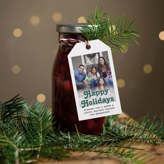 Elke tekst Retro Typografie & Foto Feestelijk Groe Cadeaulabel