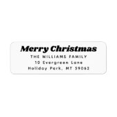 Elke tekst retro typografie kerst retour adres etiket (Voorkant)