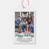 Elke tekst Trendy Geborsteld Groen Script & Foto Cadeaulabel (Voorkant)