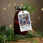 Elke tekst Trendy Geborsteld Groen Script & Foto Cadeaulabel