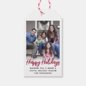 Elke tekst trendy geborsteld script & foto feestel cadeaulabel (Voorkant)