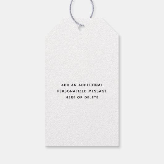 Elke tekst Trendy Geborsteld Script Foto Zwart & W Cadeaulabel (Achterkant)