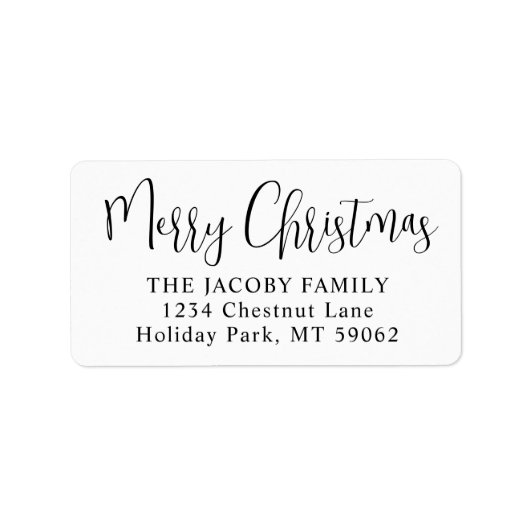 Elke tekst Trendy Script Kerst retour adres Etiket (Voorkant)