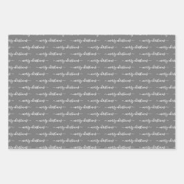 Elke tekst Typografie Modern Grijze kerst Inpakpapier Vel