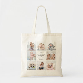 Elke tekst voor- en achterkant fotocollage moderne tote bag
