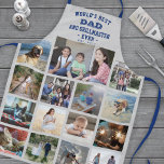 Elke tekstfoto Collage Beste pap Gray Blue Grillin Schort<br><div class="desc">Viel de eenvoudige vreugde van familie en kinderen met een elegant douane foto collage blauw en grijs schort. Afbeeldingen en alle tekst zijn eenvoudig aan te passen. 'De beste vader en grillmaster van de wereld. 20JJ" kan kinder namen bevatten en gepersonaliseerd worden voor papa, Pop, Papa, opa, enz. TIP afbeelding...</div>