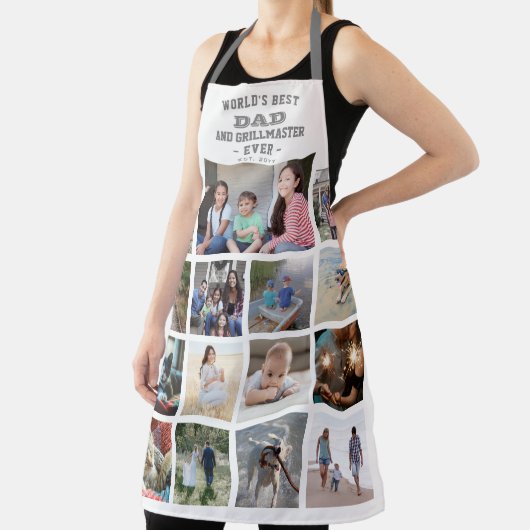 Elke tekstfoto Collage Beste pap Gray White Grill Schort (Insitu)