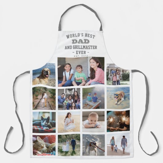 Elke tekstfoto Collage Beste pap Gray White Grill Schort (Voorkant)