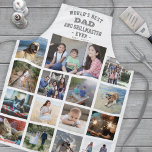 Elke tekstfoto Collage Beste pap Gray White Grill Schort<br><div class="desc">Viel de eenvoudige vreugde van familie en kinderen met een elegant douane foto collage grijs en wit schort. Afbeeldingen en alle tekst zijn eenvoudig aan te passen. Citaat dat luidt "De beste vader en grillmaster van de wereld Oost. 20JJ" kan kinder namen bevatten en gepersonaliseerd worden voor papa, Pop, Papa,...</div>