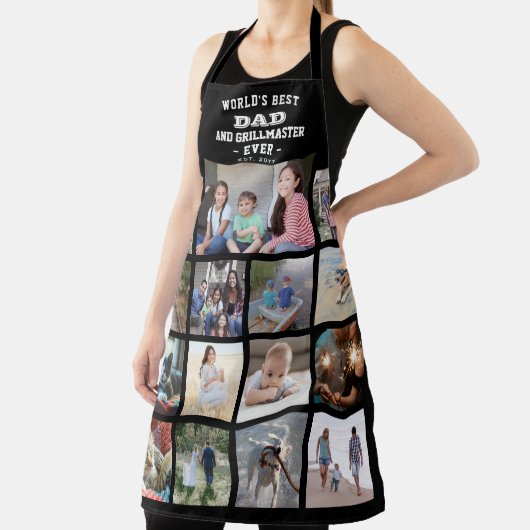 Elke tekstfoto Collage Beste pap Grill Master Blac Schort (Insitu)
