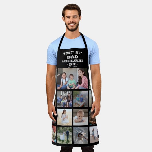 Elke tekstfoto Collage Beste pap Grill Master Blac Schort (Gedragen)