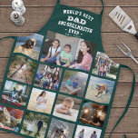 Elke tekstfoto Collage Beste pap Grill Master Gree Schort<br><div class="desc">Viel de eenvoudige vreugde van familie en kinderen met een elegante douane foto collage groen en wit schort. Afbeeldingen en alle tekst zijn eenvoudig aan te passen. Citaat dat luidt "De beste vader en grillmaster van de wereld Oost. 20JJ" kan kinder namen bevatten en gepersonaliseerd worden voor papa, Pop, Papa,...</div>