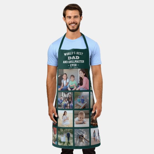 Elke tekstfoto Collage Beste pap Grill Master Gree Schort (Gedragen)