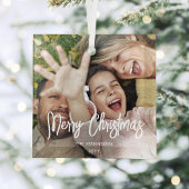 Elke tekstfoto overlay Modern geborsteld wit scrip Glas Ornament