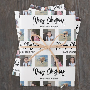 Elke tekstfotocollage geborsteld script kerst inpakpapier vel