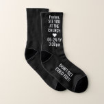 Elke tekstkleur met FEET Funny Groom/Bride Black S Sokken<br><div class="desc">Zorg ervoor dat de bruid of bruidegom op tijd naar de bruiloft gaat met grappige sokken van de op maat gemaakte naam "geen koude voeten". Alle formuleringen zijn eenvoudig te personaliseren en kunnen op elke sok anders of hetzelfde zijn. De moderne sjabloon van zwart-wit design is voorzien van elegante minimalistische...</div>