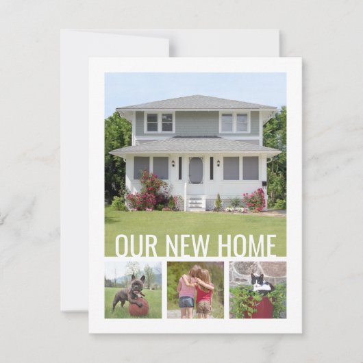 Elke tekstwijziging van adres 5 fotocollage verpla aankondiging (Voorkant)