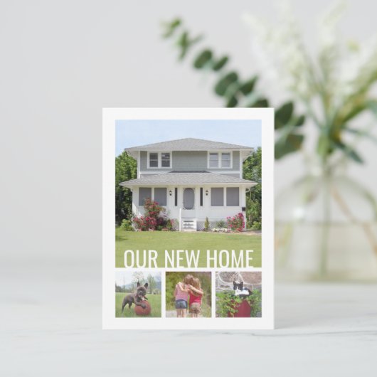 Elke tekstwijziging van adres 5 fotocollage verpla aankondiging (Staand voorkant)