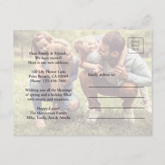 Elke tekstwijziging van het adres Pasen 2 Foto ver Aankondigingskaart (Achterkant)