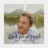 Elke Text Memorial 1 Foto Simple Black Script Glas Ornament (Achterkant)