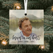 Elke Text Memorial 1 Foto Simple Black Script Glas Ornament