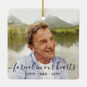 Elke Text Memorial 2 Foto Simple Black Script Keramisch Ornament (Achterkant)