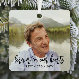 Elke Text Memorial 2 Foto Simple Black Script Metalen Ornament