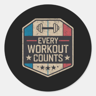 Elke training telt grappige sportschool Gezegden g Ronde Sticker