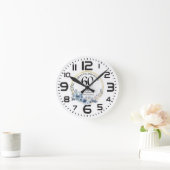 Elke trouwdag (60) Elegant Blauw Bloemend Jubileum Ronde Klok (Huis)