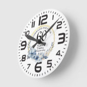 Elke trouwdag (60) Elegante Blauwe Bloemige Jubile Ronde Klok (Hoek)