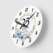 Elke trouwdatum Elegante Blauwe Bloemige Trouwdag Ronde Klok (Hoek)