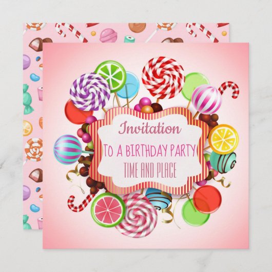 Elke uitnodiging tot het Snoep van een evenement (Voorkant / Achterkant)