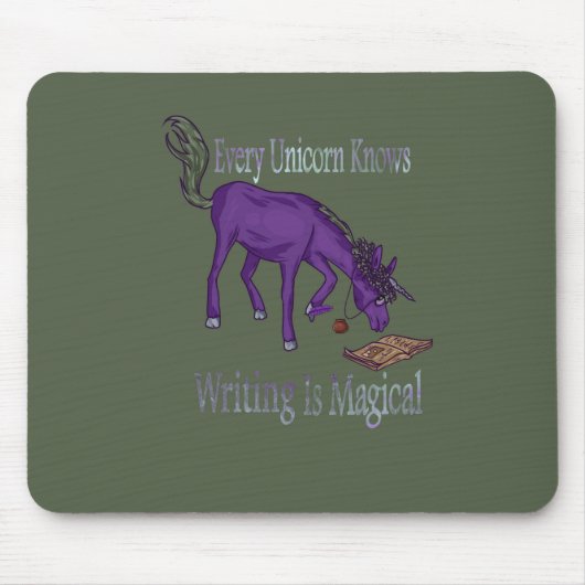 Elke Unicorn weet dat schrijven Magisch is Muismat (Voorkant)