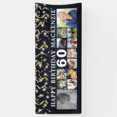 Elke verjaardag 12 Foto Collage Black Gold Streame Spandoek (Verticaal)