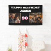 Elke Verjaardag 2 Foto Collage Goud Zwart Spandoek (Insitu)