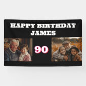 Elke Verjaardag 2 Foto Collage Goud Zwart Spandoek (Horizontaal)