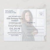 ELKE Verjaardag 2 Foto Navy Blauw Wit Save the Dat Uitnodiging Briefkaart (Achterkant)