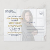 ELKE Verjaardag 2 Foto Navy Blue Gold Save the Dat Uitnodiging Briefkaart (Achterkant)